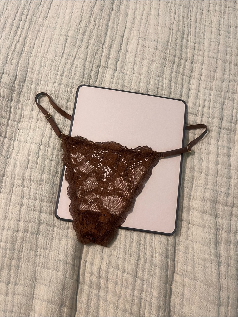 Victoria's Secret Brown Lace Thong Panty S